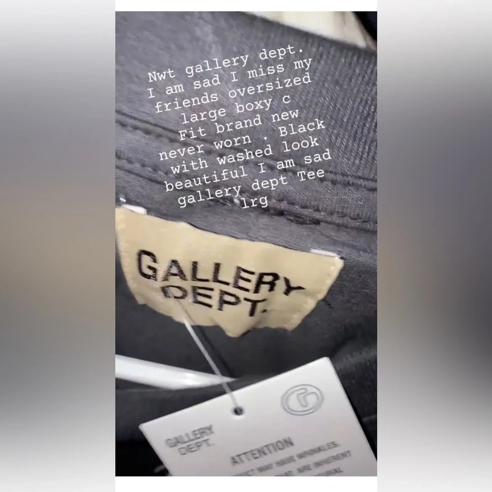 NWT RARE gallery dept. Boxy ANTIQUE BLACK handwritten “I m sad I miss my friends - Picture 15 of 17